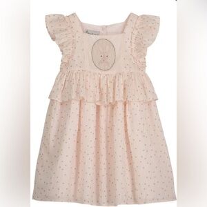 Pippa & Julie Adorable Pink Ruffled Dress with Bunny Design
